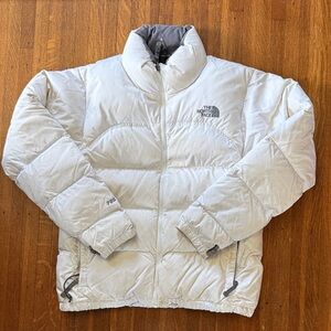 The North Face Gray and White Puffer Jacket